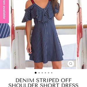 Denim Stripped Off Shoulder Dress Medium